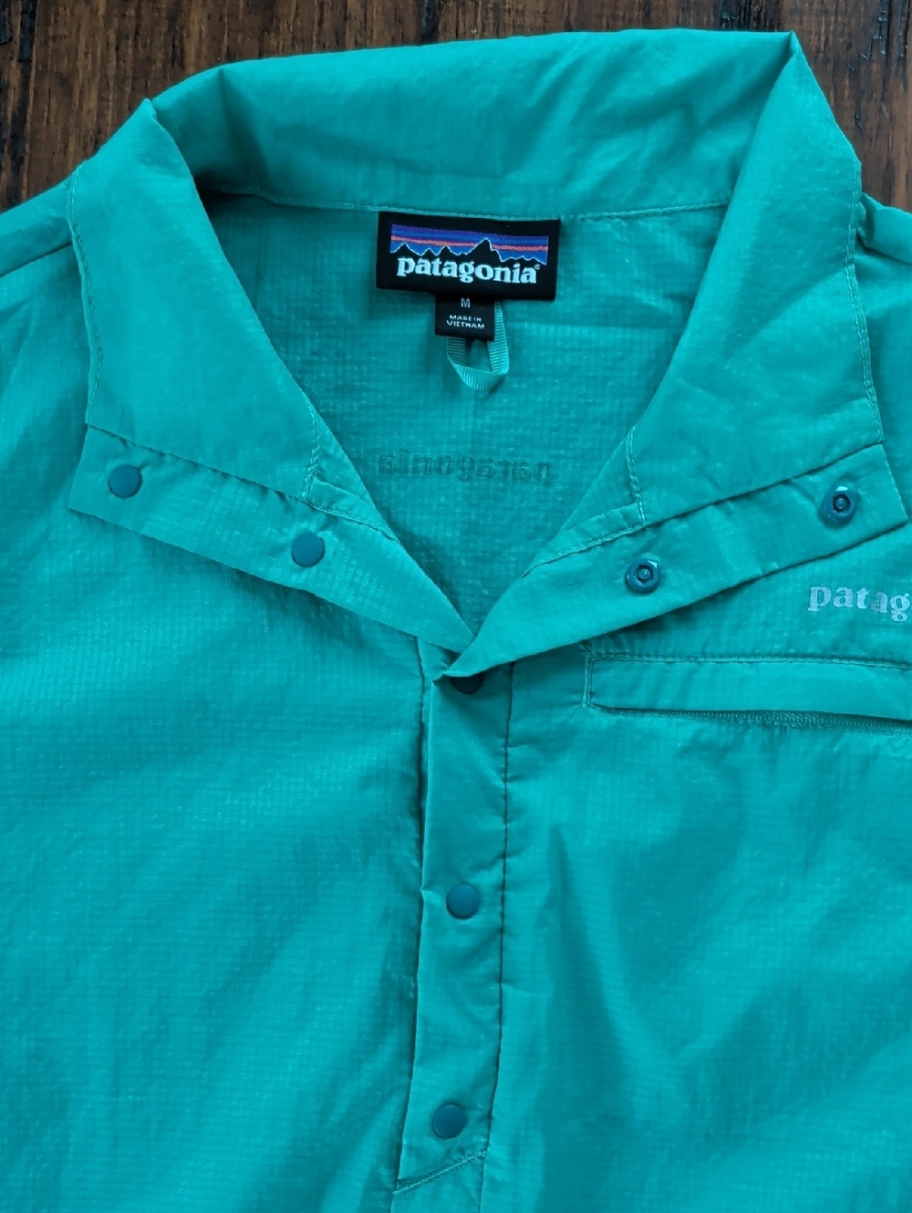 Patagonia Houdini Turquoise Long-Sleeve Snap Pullover Jacket Top Size M - Picture 2 of 14
